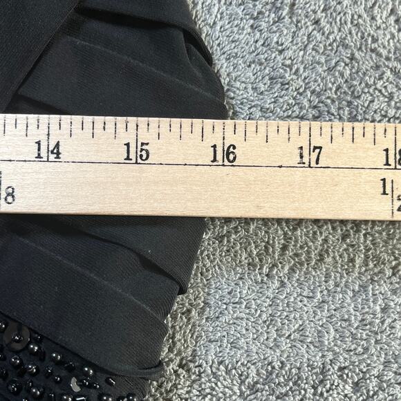 Cache Sheath Dress Womens 6‎ Black Embellished Cross Front Sleeveless Midi Party - Picture 9 of 9